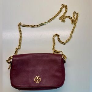 Tory Burch Robinson Chain Bag in Maroon Saffiano Leather